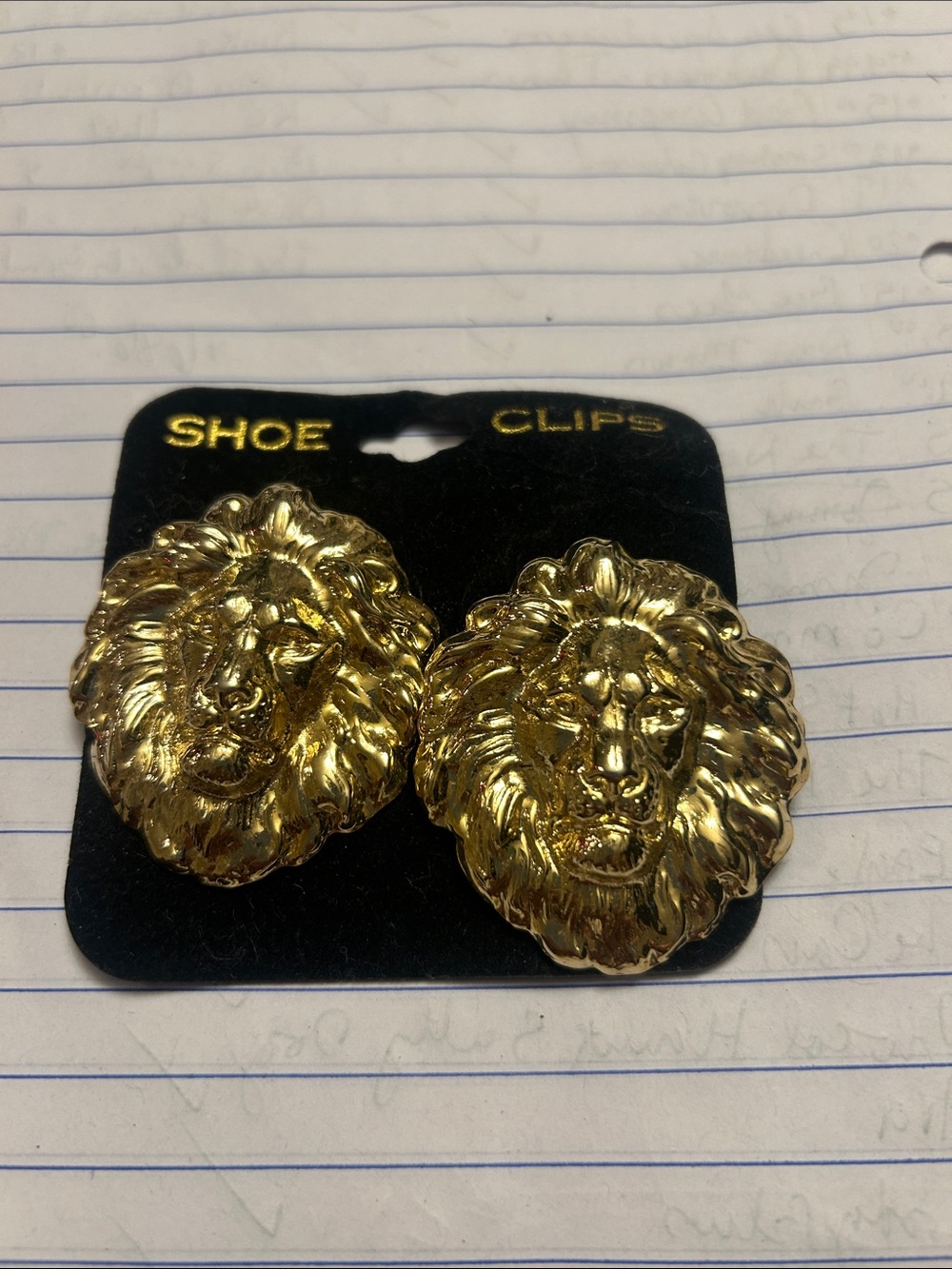 Vintage Gold Lion Head Shoe Clips